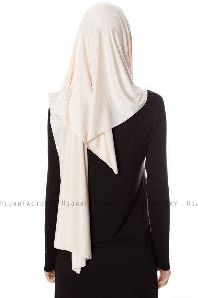 Naz - Hijab Pratique One-Piece Beige Clair & Crème - Ecardin