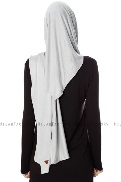 Naz - Hijab Pratique One-Piece Gris Clair & Bleu Clair - Ecardin