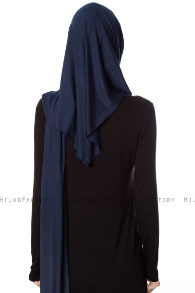 Naz - Hijab Pratique One-Piece Bleu Marin & Bleu Clair - Ecardin