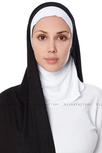 Naz - Hijab Pratique One-Piece Noir & Blanc - Ecardin