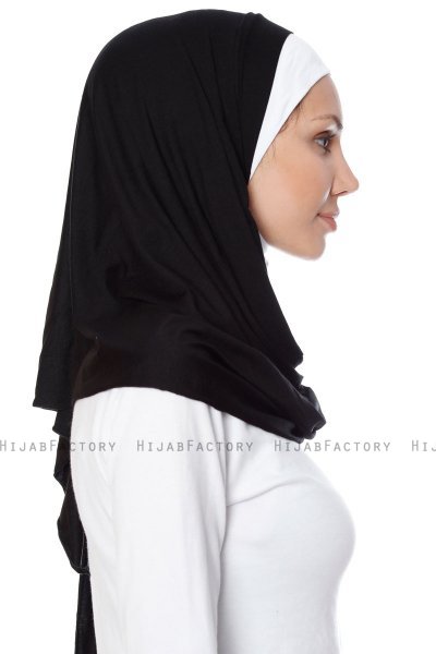 Naz - Hijab Pratique One-Piece Noir & Blanc - Ecardin