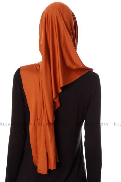 Naz - Hijab Pratique One-Piece Rouge Brique & Beige Clair - Ecardin