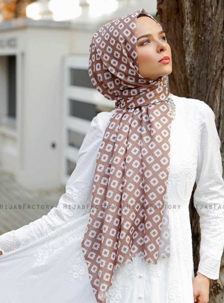 Nesrin - Hijab à Motifs Marron