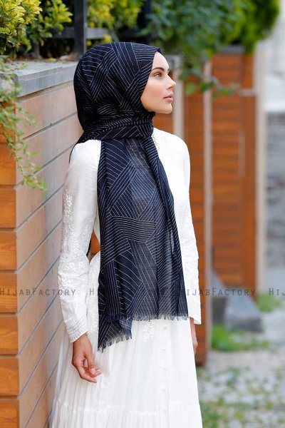 Nija - Hijab à Motifs Noir - Sal Evi