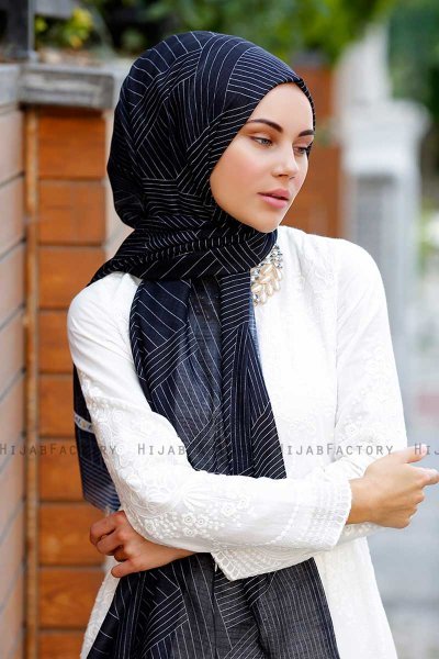 Nija - Hijab à Motifs Noir - Sal Evi