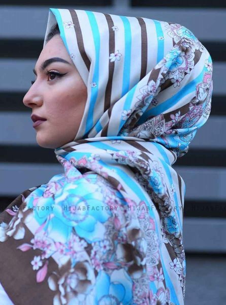Niusha - Hijab A Motifs Voile Taupe