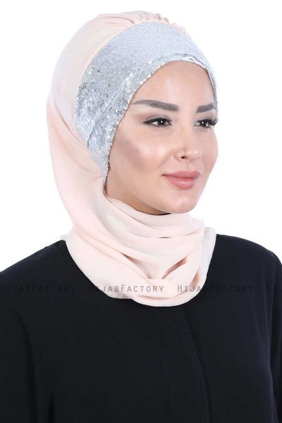 Olga - Hijab Pratique Beige & Argent
