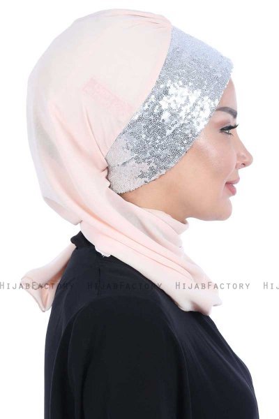 Olga - Hijab Pratique Beige & Argent