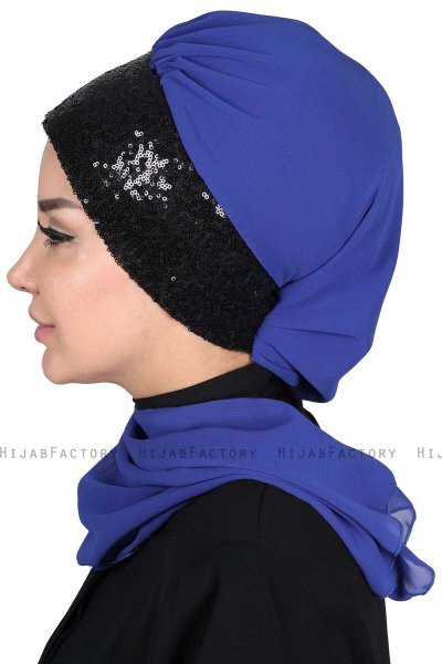 Olga - Hijab Pratique Bleu & Noir