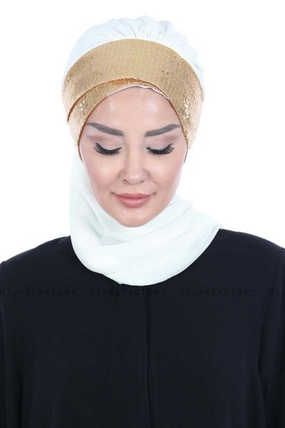 Olga - Hijab Pratique Crème & Gold