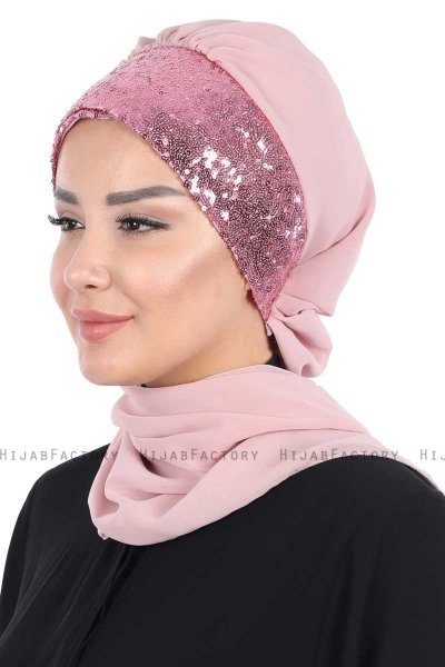 Olga - Hijab Pratique Vieux Rose & Vieux Rose