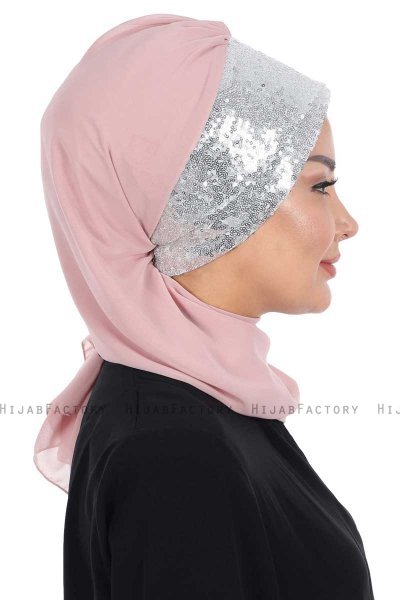 Olga - Hijab Pratique Vieux Rose & Argent