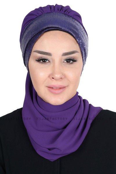 Olga - Hijab Pratique Violet & Violet
