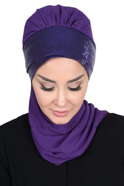 Olga - Hijab Pratique Violet & Violet