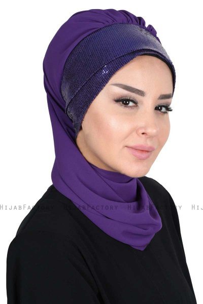 Olga - Hijab Pratique Violet & Violet