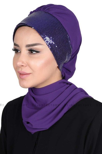 Olga - Hijab Pratique Violet & Violet