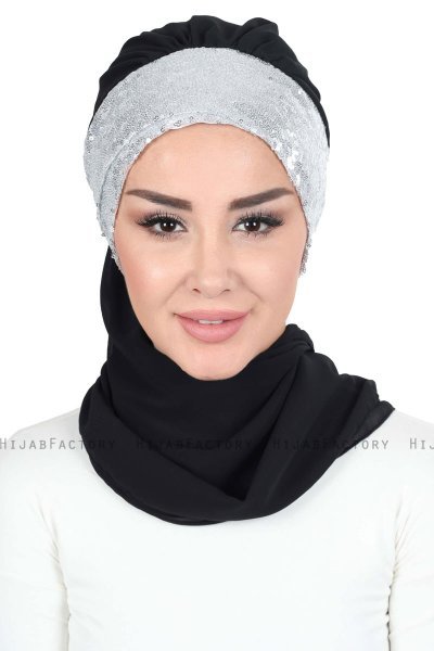 Olga - Hijab Pratique Noir & Argent