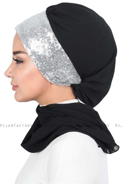 Olga - Hijab Pratique Noir & Argent