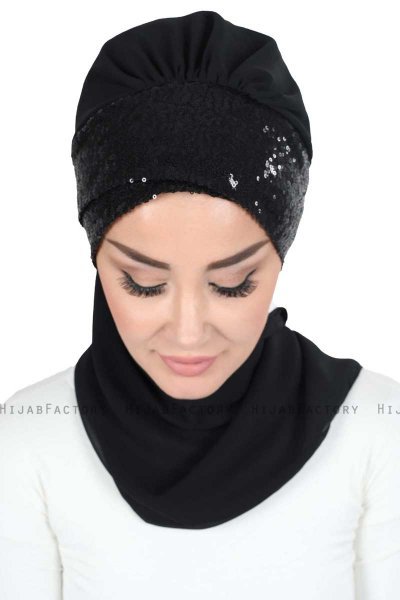 Olga - Hijab Pratique Noir & Noir