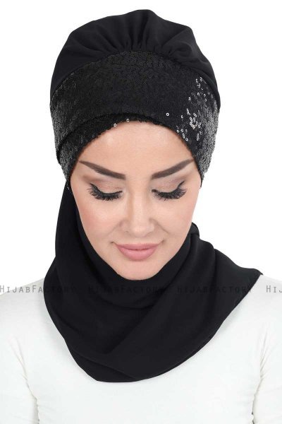 Olga - Hijab Pratique Noir & Noir