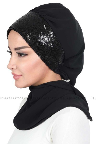 Olga - Hijab Pratique Noir & Noir
