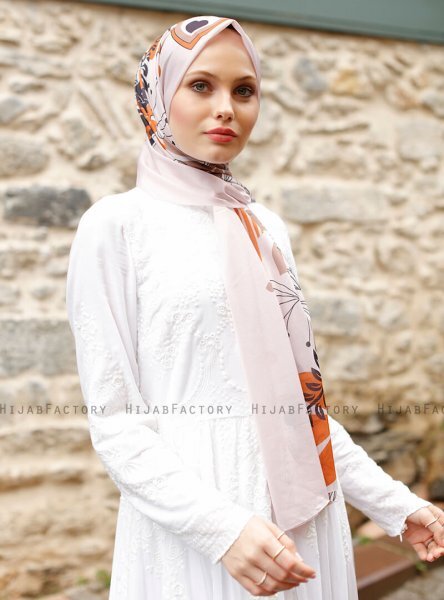 Pariza - Hijab Feuille à Motifs Marron