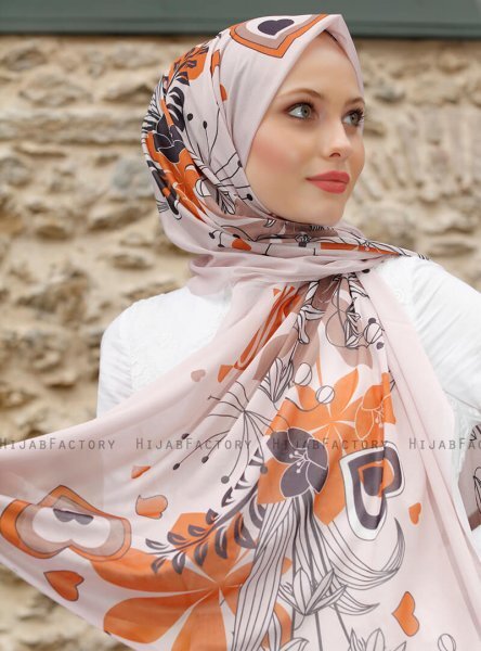 Pariza - Hijab Feuille à Motifs Marron