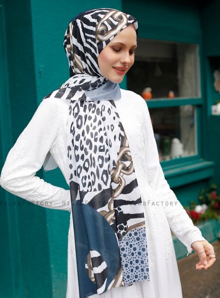 Pariza - Hijab à Motifs Bleu Marin
