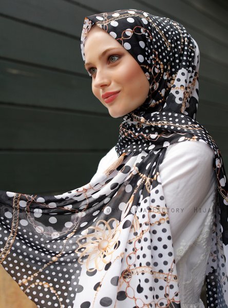 Pariza - Hijab à Motifs Noir