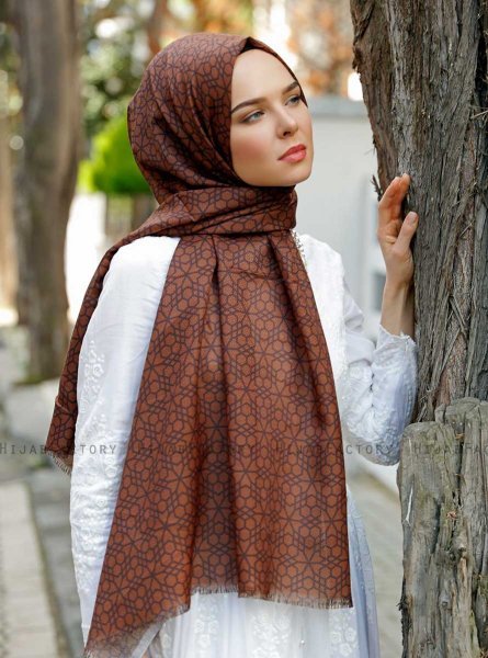 Pareesa - Hijab à Motifs Marron - Sal Evi