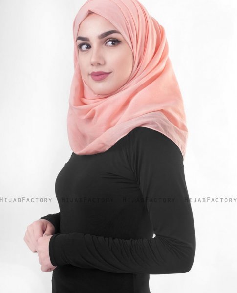 Peach Bud Koral Bomull Voile Hijab 5TA83b