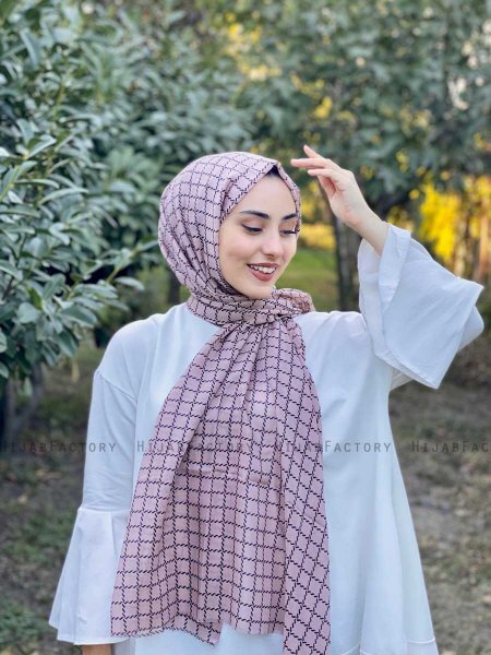 Qiana - Hijab A Motifs En Coton Beige