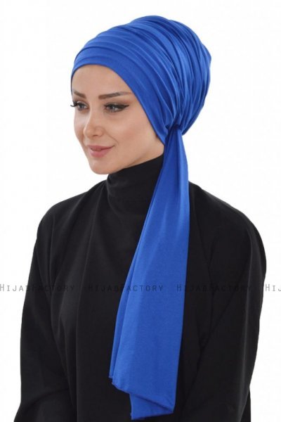 Rebecca - Turban En Coton Bleu - Ayse Turban