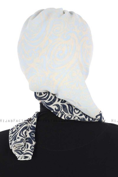 Regina - Turban Instant Chiffon Bleu Marin & Bleu Clair