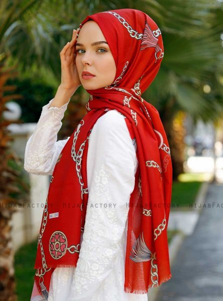 Sameira - Hijab à Motifs Rouge - Sal Evi