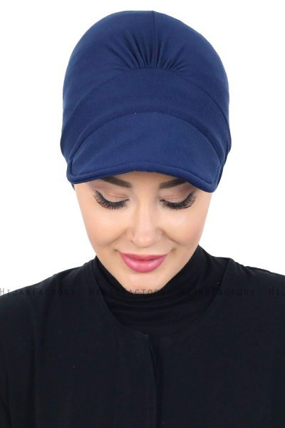 Sandra - Turban En Coton Bleu Marin - Ayse Turban