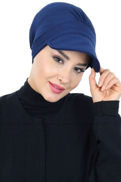 Sandra - Turban En Coton Bleu Marin - Ayse Turban