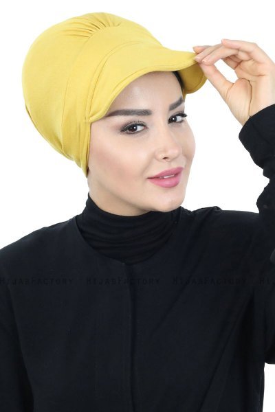 Sandra - Turban En Coton Moutarde - Ayse Turban