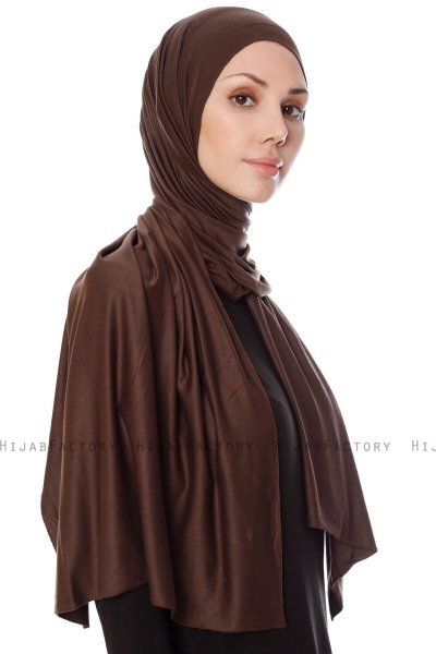 Seda - Hijab Jersey Marron - Ecardin
