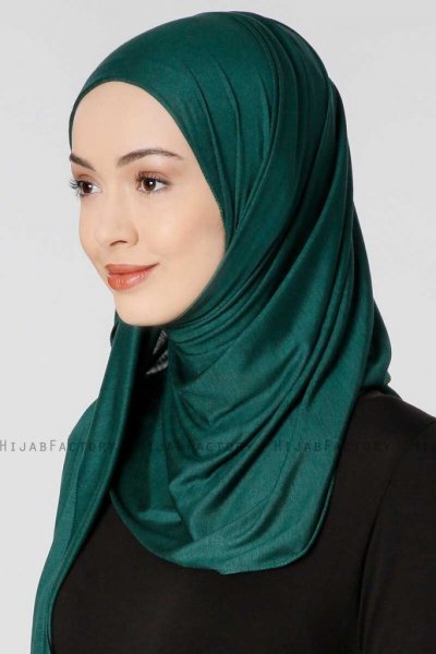 Seda Mörkgrön Jersey Hijab Sjal Ecardin 200221b