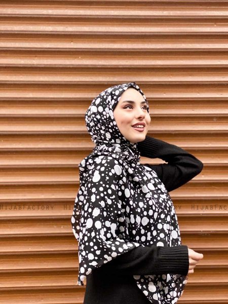 Sham - Hijab A Motifs En Coton Noir - Mirach