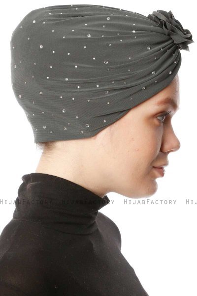 Shereen - Turban Crepe Chiffon Kaki - Sehr-i Sal