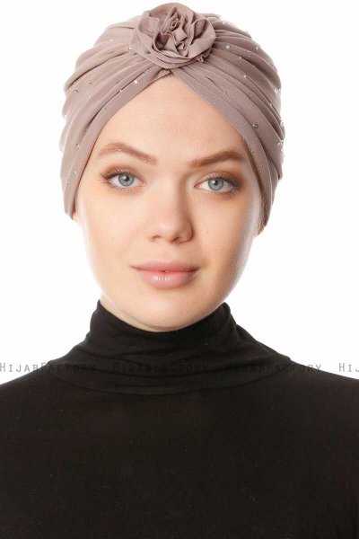 Shereen - Turban Crepe Chiffon Taupe Clair - Sehr-i Sal