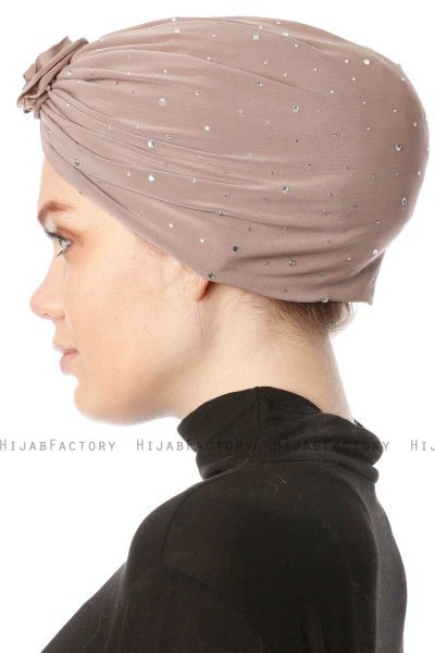 Shereen - Turban Crepe Chiffon Taupe Clair - Sehr-i Sal