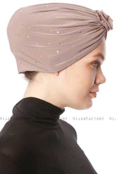 Shereen - Turban Crepe Chiffon Taupe Clair - Sehr-i Sal