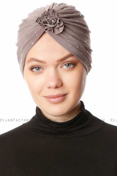 Shereen - Turban Crepe Chiffon Taupe - Sehr-i Sal