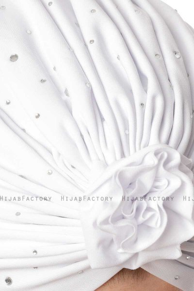 Shereen - Turban Crepe Chiffon Blanc - Sehr-i Sal