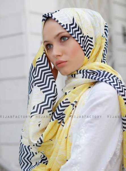 Yumna - Hijab à Motifs Jaune