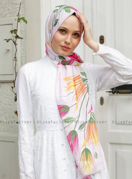Yumna - Hijab à Motifs Vieux Rose