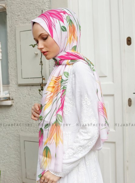 Yumna - Hijab à Motifs Vieux Rose
